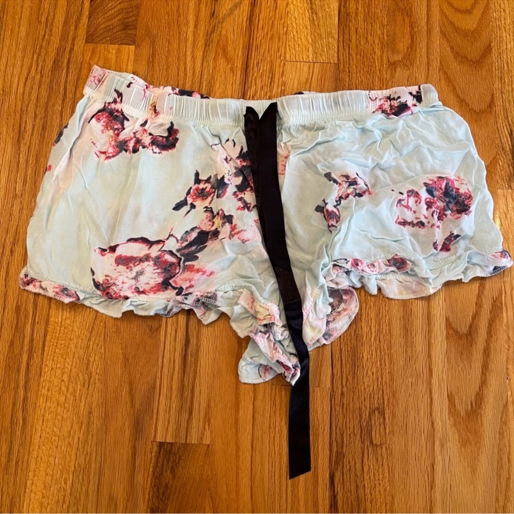 Bobbie Brooks blue floral pajama shorts women’s size large EUC